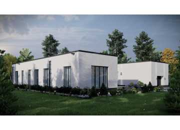 Проект жилого одноэтажного дома с одноместным гаражом - P296