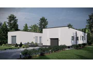 Проект жилого одноэтажного дома с одноместным гаражом - P296