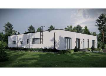 Проект жилого одноэтажного дома с одноместным гаражом - P296