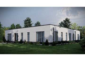 Проект жилого одноэтажного дома с одноместным гаражом - P296