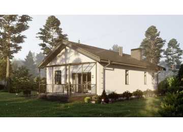 Проект узкого одноэтажного дома с площадью до 150 кв м - P301