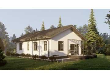 Проект узкого одноэтажного дома с площадью до 150 кв м - P301