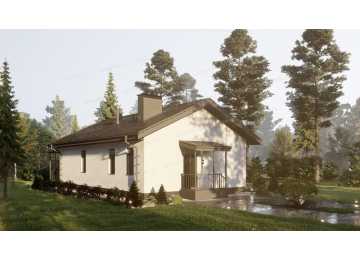 Проект узкого одноэтажного дома с площадью до 150 кв м - P301