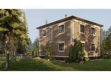 Проект квадратного двухэтажного дома с кабинетом - P303