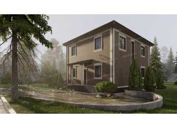 Проект квадратного двухэтажного дома с кабинетом - P303