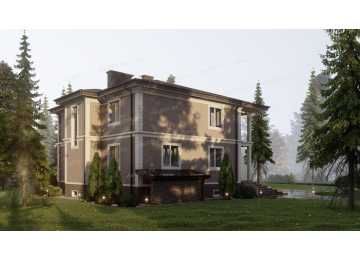 Проект квадратного двухэтажного дома с размерами 13 м на 13 м - P304