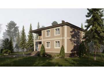 Проект квадратного двухэтажного дома с размерами 13 м на 13 м - P304