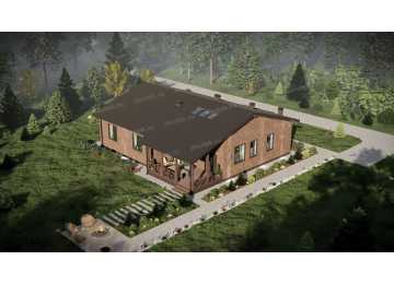 Проект жилого одноэтажного дома с тремя спальнями - P294