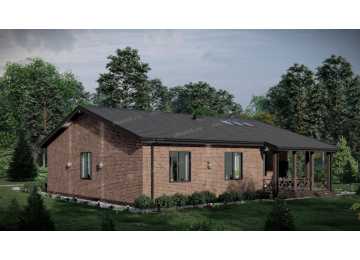 Проект жилого одноэтажного дома с тремя спальнями - P294