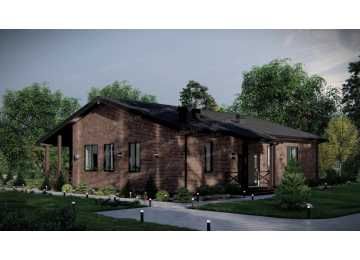 Проект жилого одноэтажного дома с тремя спальнями - P294