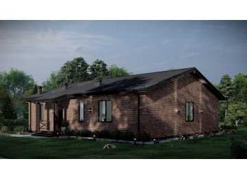 Проект жилого одноэтажного дома с тремя спальнями - P294