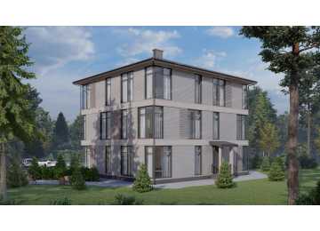 Проект трехэтажного многоквартирного дома с размерами 12 м на 14 м - P306