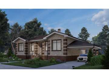 Проект узкого одноэтажного дома с цоколем - P259