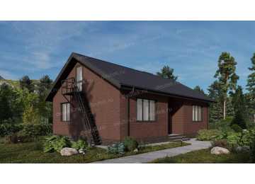 Проект узкого одноэтажного дома с размерами 12 м на 8 м - P263