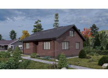 Проект узкого одноэтажного дома с размерами 12 м на 8 м - P263