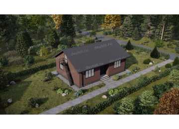 Проект узкого одноэтажного дома с размерами 12 м на 8 м - P263