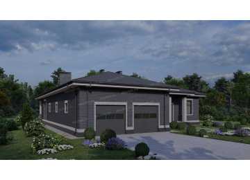 Проект одноэтажного дома с бассейном, сауной и тренажёрным залом - P270-1