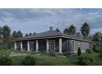 Проект одноэтажного дома с бассейном, сауной и тренажёрным залом - P270-1