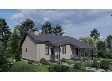 Проект квадратного одноэтажного дома с одноместным гаражом - P270-2