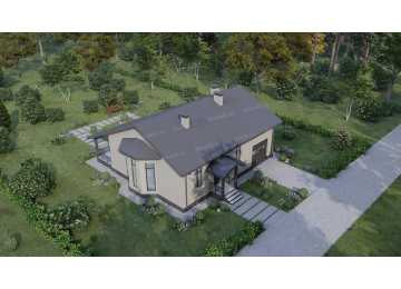 Проект квадратного одноэтажного дома с одноместным гаражом - P270-2