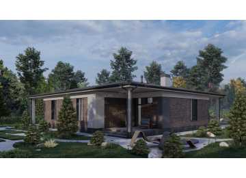 Проект жилого одноэтажного дома с тремя террасами - P273