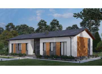 Проект узкого одноэтажного дома с кабинетом - P274-1