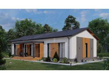 Проект узкого одноэтажного дома с кабинетом - P274-2