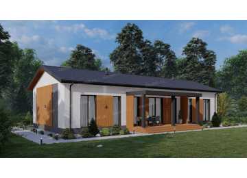 Проект узкого одноэтажного дома с кабинетом - P274-2