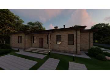 Проект узкого одноэтажного дома с пятью спальнями - P279