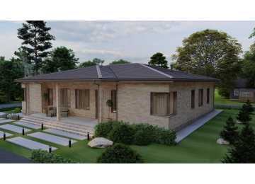 Проект узкого одноэтажного дома с пятью спальнями - P279