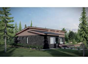 Проект углового одноэтажного дома в современном стиле - P292