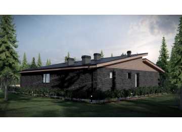 Проект углового одноэтажного дома в современном стиле - P292