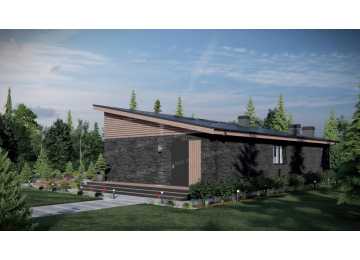 Проект углового одноэтажного дома в современном стиле - P292