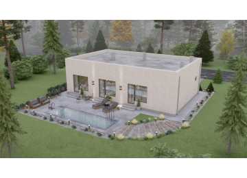 Проект узкого одноэтажного дома с площадью до 150 кв м - P299