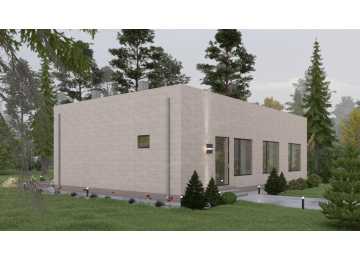 Проект узкого одноэтажного дома с площадью до 150 кв м - P299