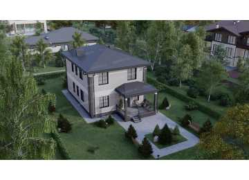 Проект узкого двухэтажного дома с четырьмя спальнями - P231