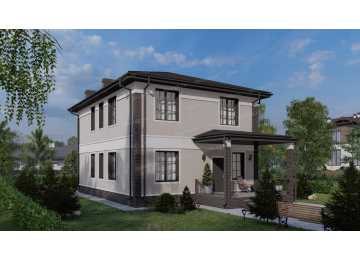 Проект узкого двухэтажного дома с четырьмя спальнями - P231