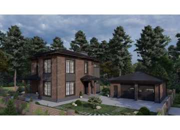 Проект квадратного двухместного гаража с погребом - P236-2