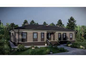 Проект одноэтажного дуплекса с площадью до 250 кв м - P250