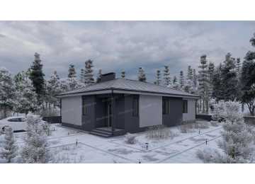 Проект узкого одноэтажного дома в стиле минимализм - P252