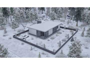 Проект узкого одноэтажного дома в стиле минимализм - P252