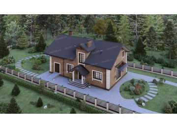 Проект узкого двухэтажного дома с одноместным гаражом и террасой на втором этаже - P277