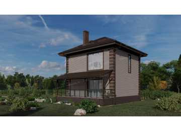 Проект квадратного двухэтажного дома с площадью до 100 кв м - P247