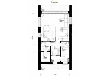 Проект дома с мансардой из газобетона  в стиле Барнхаус DTE14