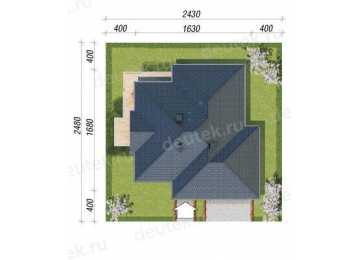 Проект европейского квадратного одноэтажного дома из керамоблоков с двухместным гаражом и камином - VR-1 VR-1