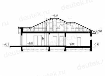 Проект европейского квадратного одноэтажного дома из керамоблоков с двухместным гаражом и камином - VR-1 VR-1