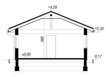 Проект узкого одноэтажного двухместного гаража из пористого бетона в европейском стиле с хозяйственным помещением -  VV-10