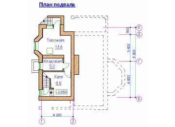 Проект двухэтажного дома из кирпича в стиле барокко с подвалом и верандой, с размерами 8 м на 10 м и площадью до 200 кв м EV-12