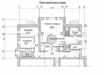 Проект трёхэтажного дома из кирпича в стиле барокко с цокольным этажом и двухместным гаражом, с площадью до 500 кв м PA-23