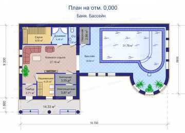 Проект дома с бассейном  SK-88